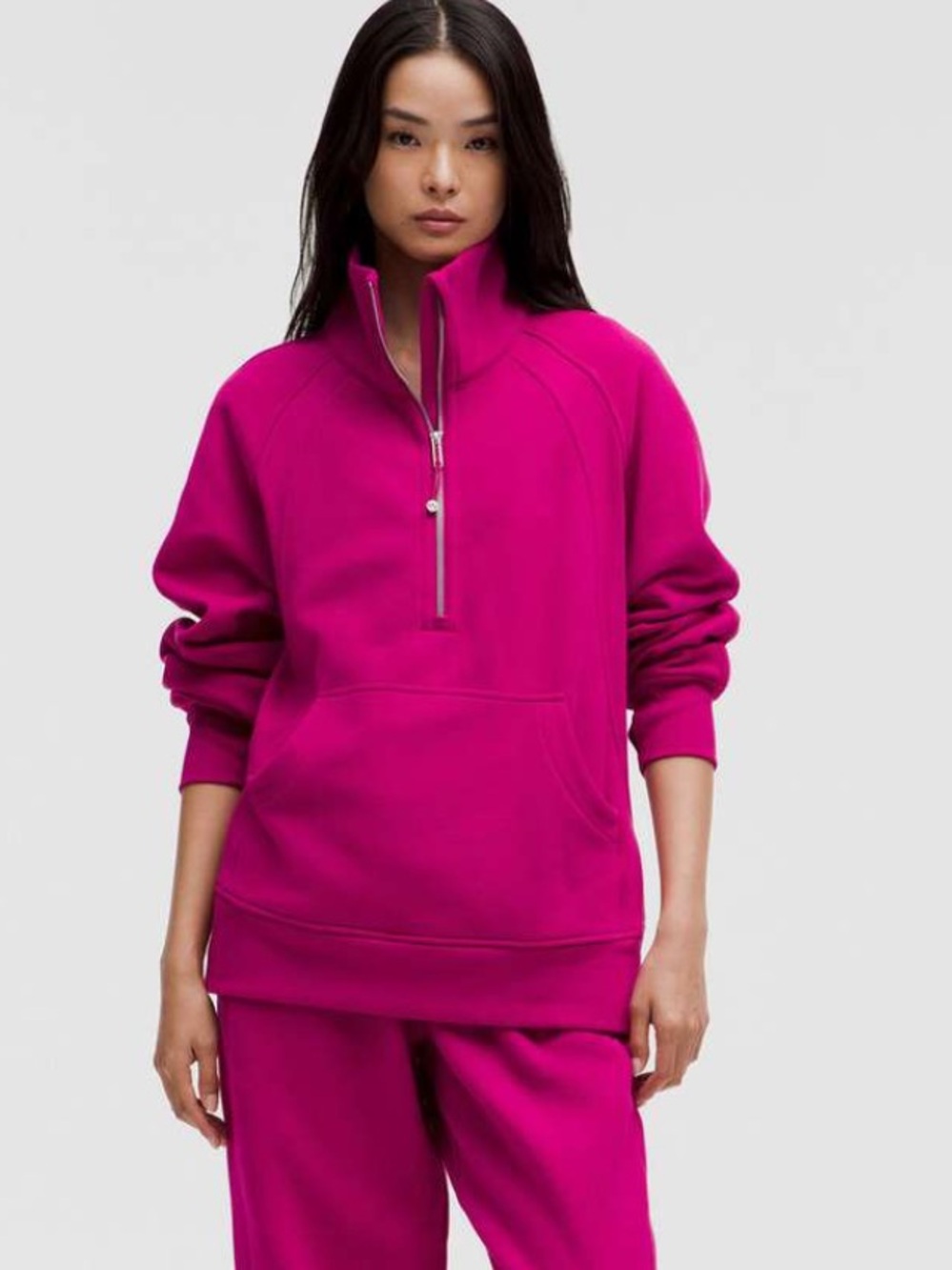 Lululemon Scuba Oversized Fuchsia Half-Zip Funnel Neck  Pullover Size M/L